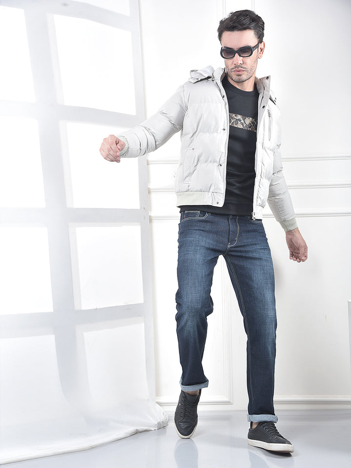 Grey Hooded Padded Jacket