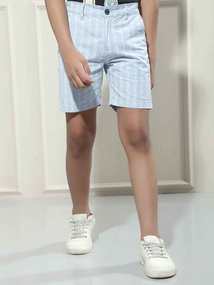 Blue Vertical Stripes 100% Cotton Shorts
