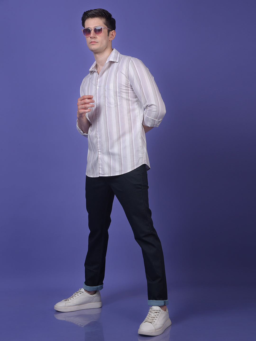 Blue Floral Print 100% Cotton Shirt