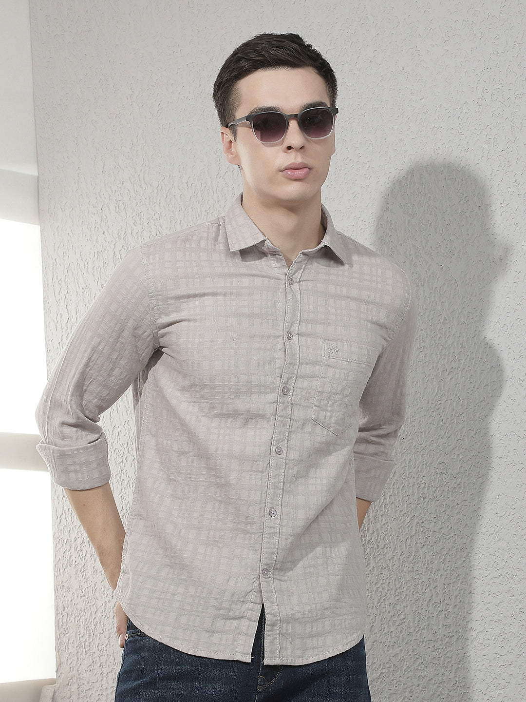 Grey Jacquard 100% Cotton Shirt