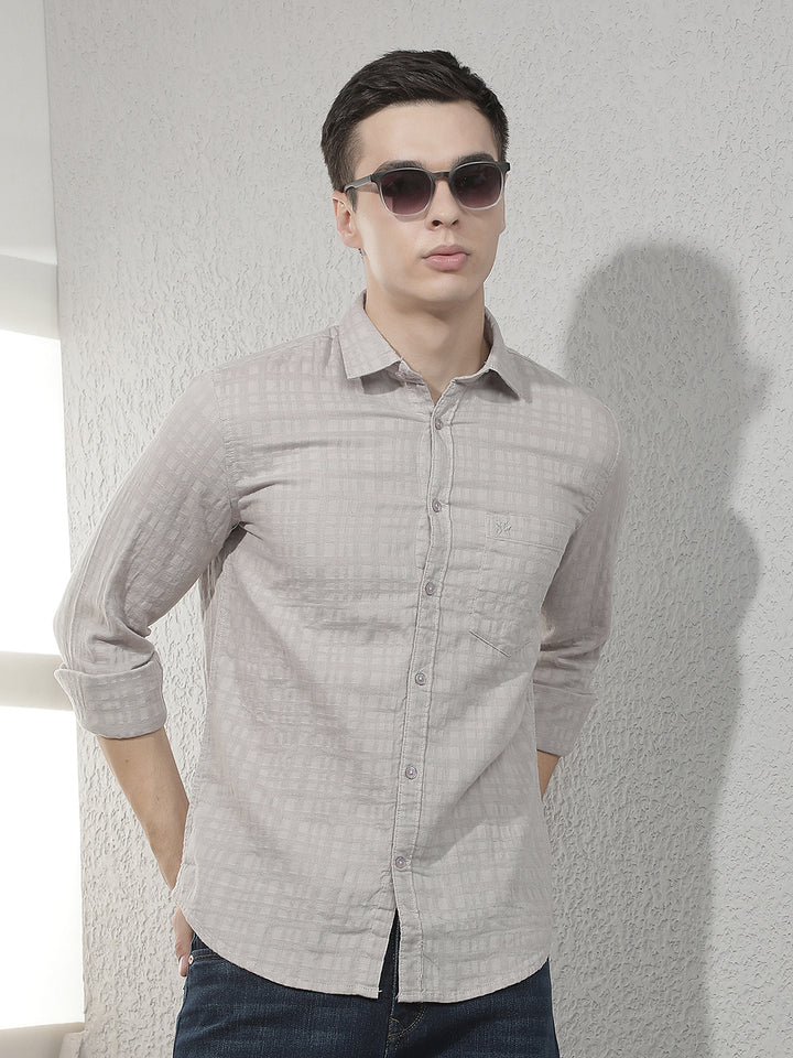 Grey Jacquard 100% Cotton Shirt