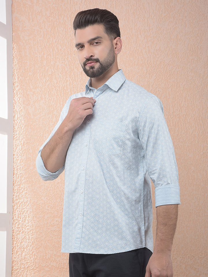 Ice Blue Micro Print Shirt