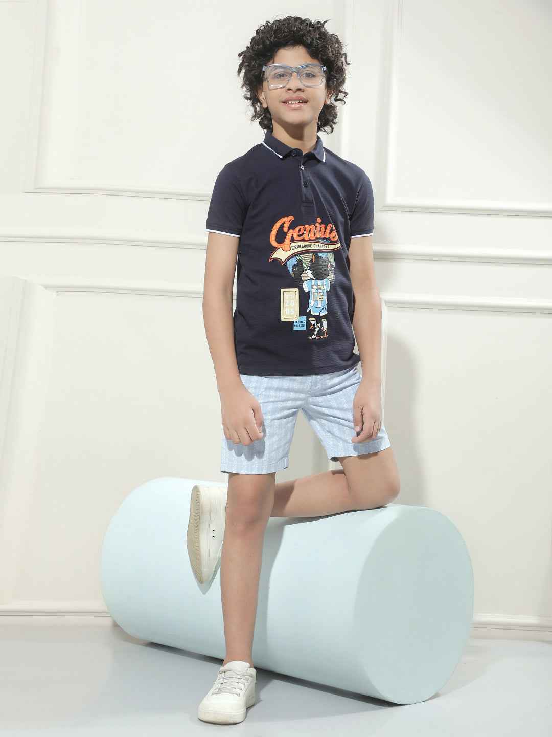 Blue Vertical Stripes 100% Cotton Shorts