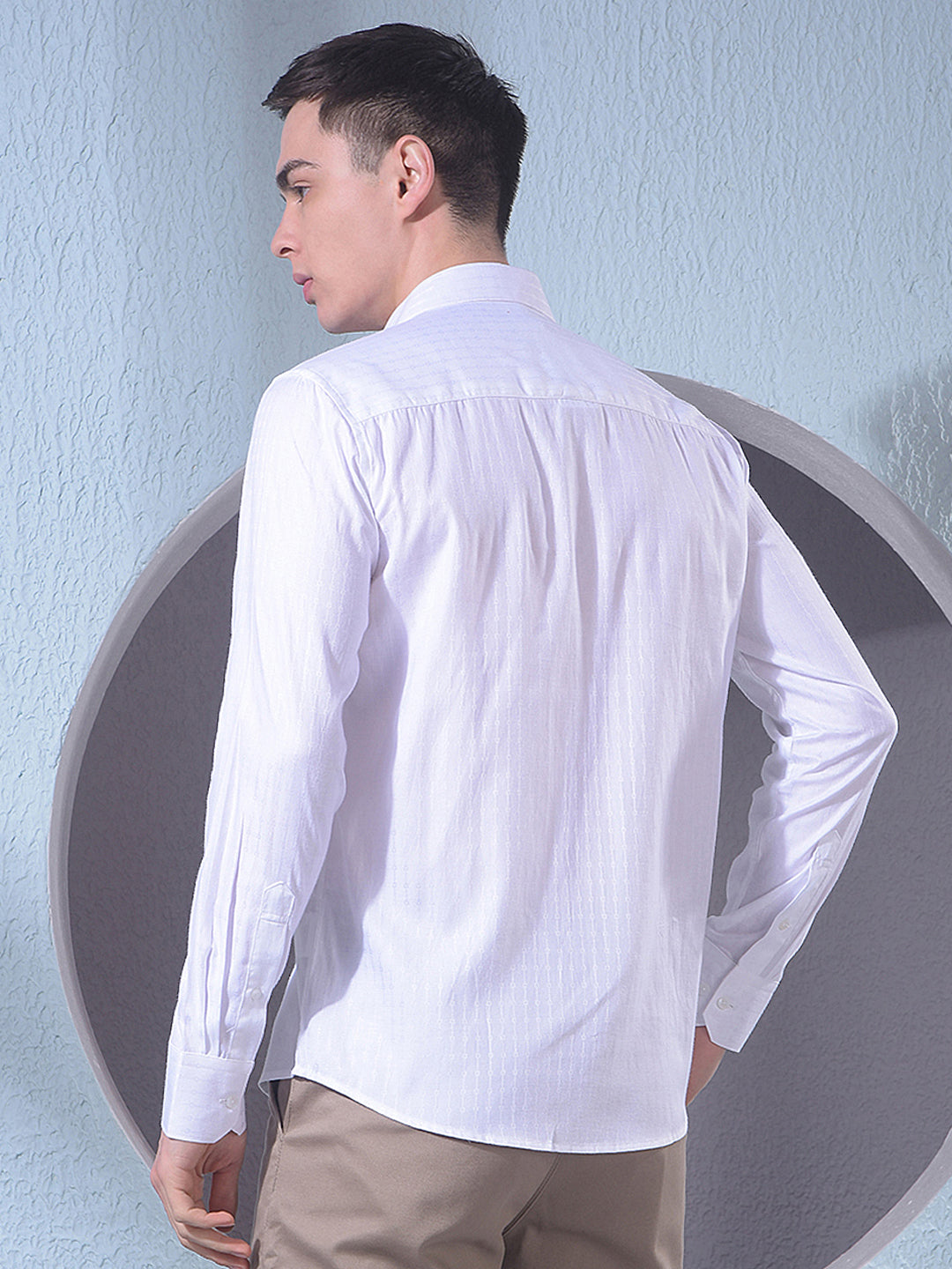 Elegant White Jacquard Shirt