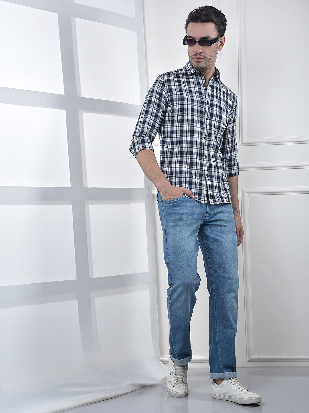 Brown Checked 100% Cotton Shirt