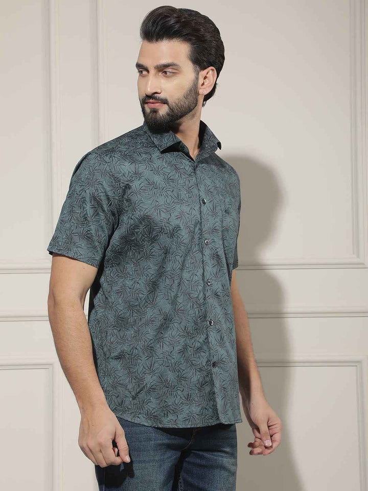 Green Floral Print Shirt