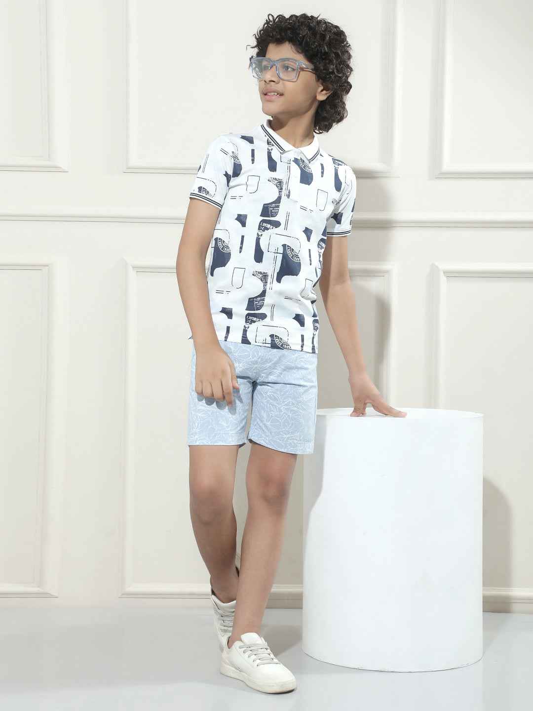 Blue Floral Print 100% Cotton Shorts