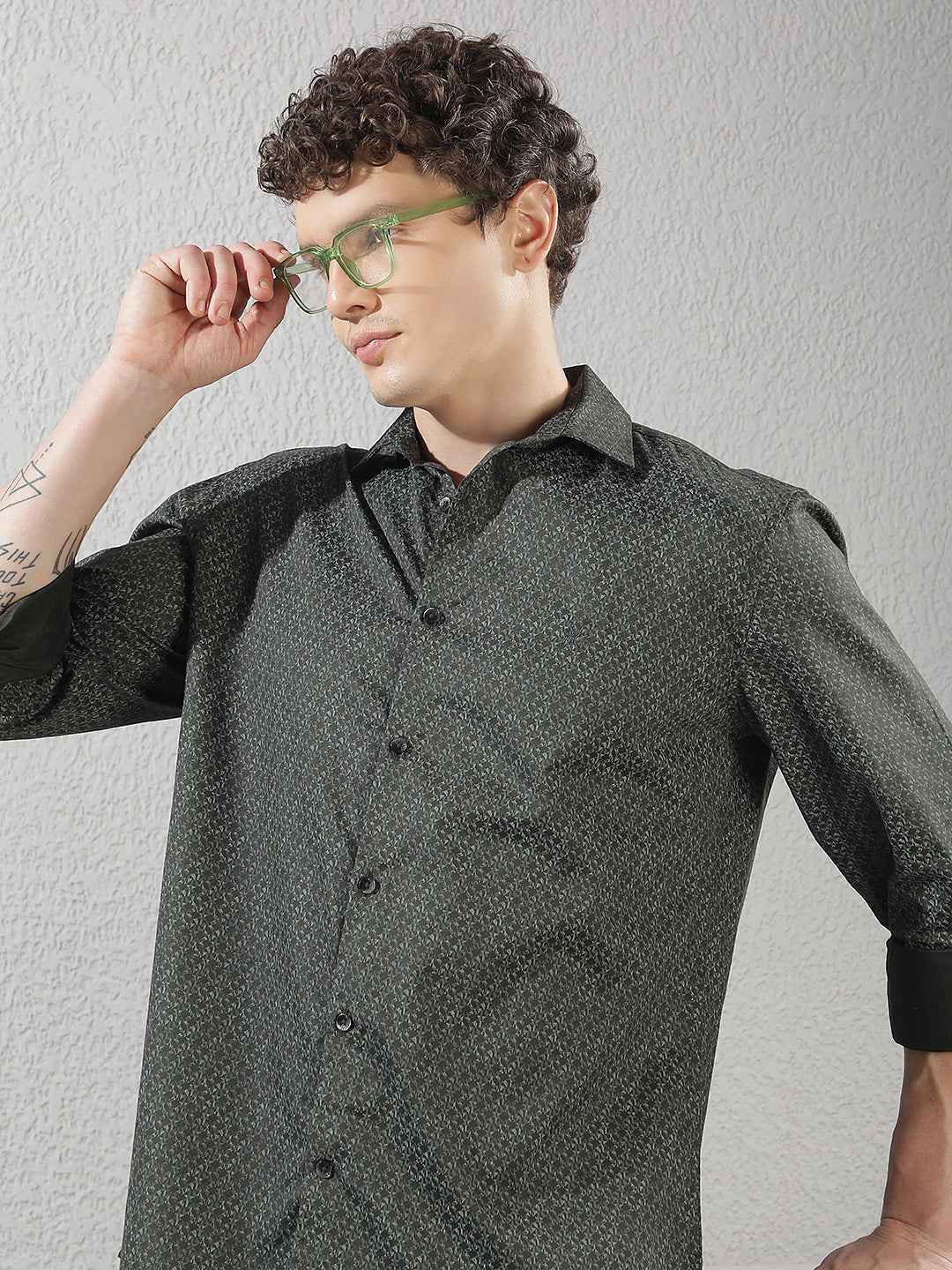 Green Abstract Print Shirt