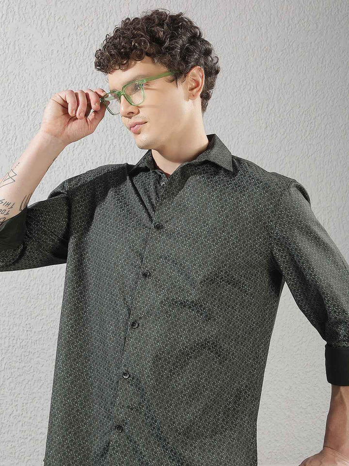 Green Abstract Print Shirt