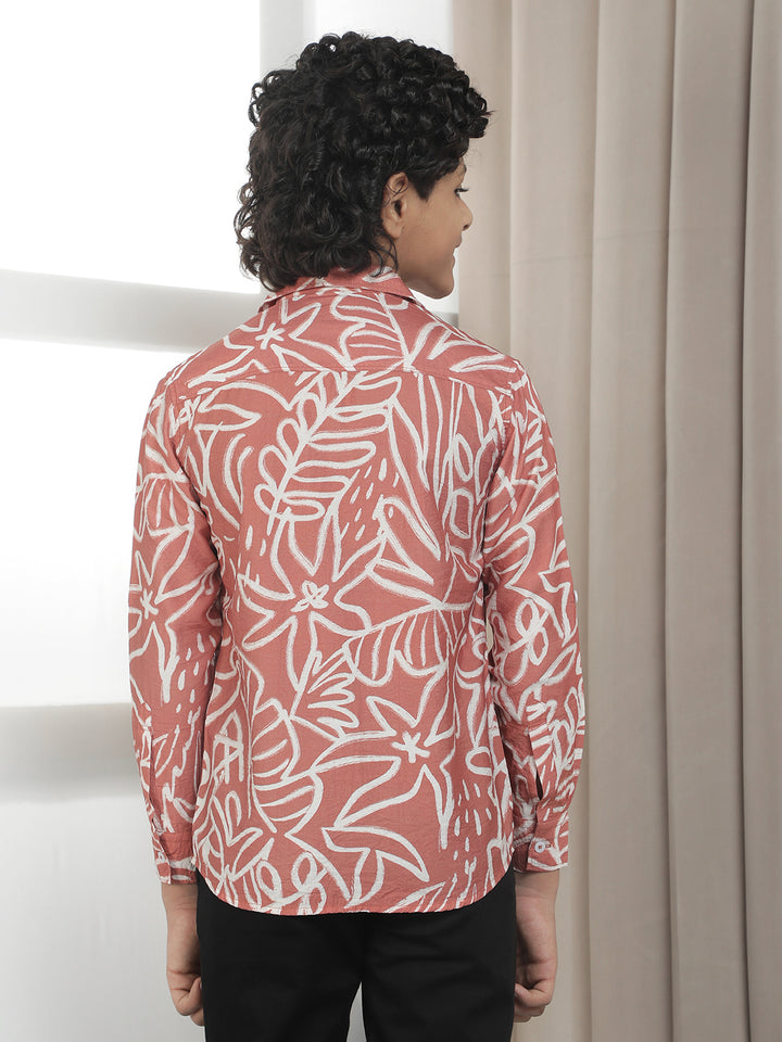 Rust Brown Graphic Print Shirt