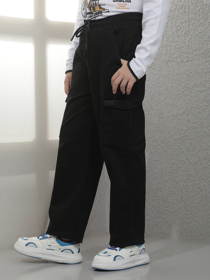 Modern Raven Black Cargo Trackpants