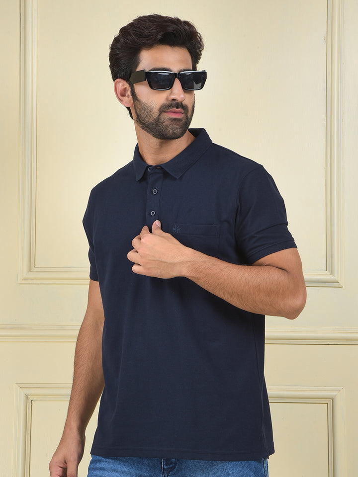 Navy Blue Polo Neck T-Shirt