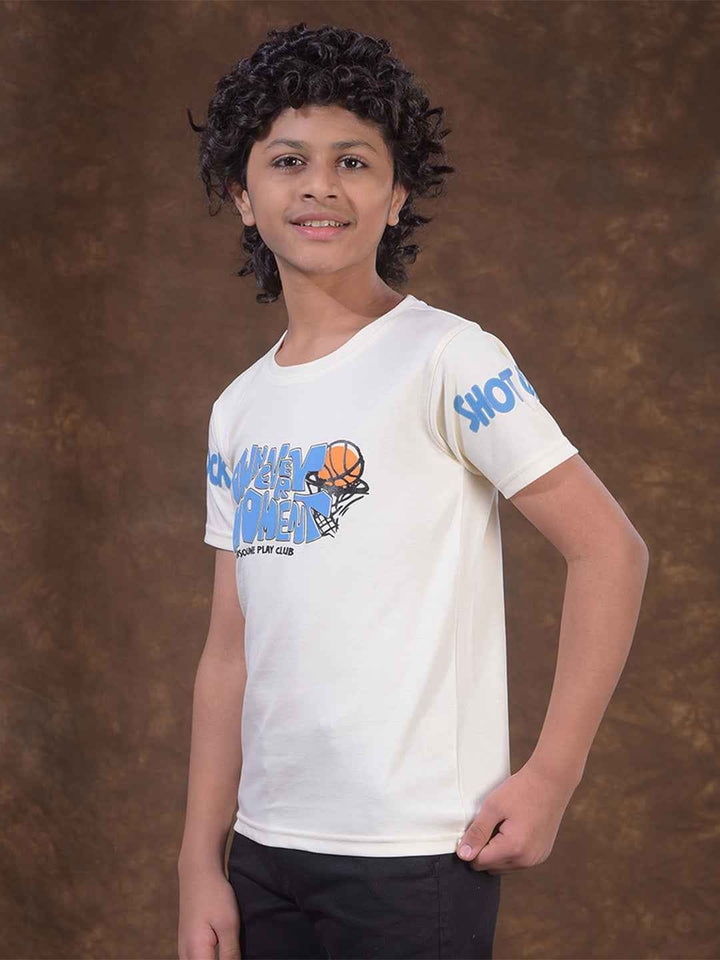 Cream Graphic Print T-Shirt