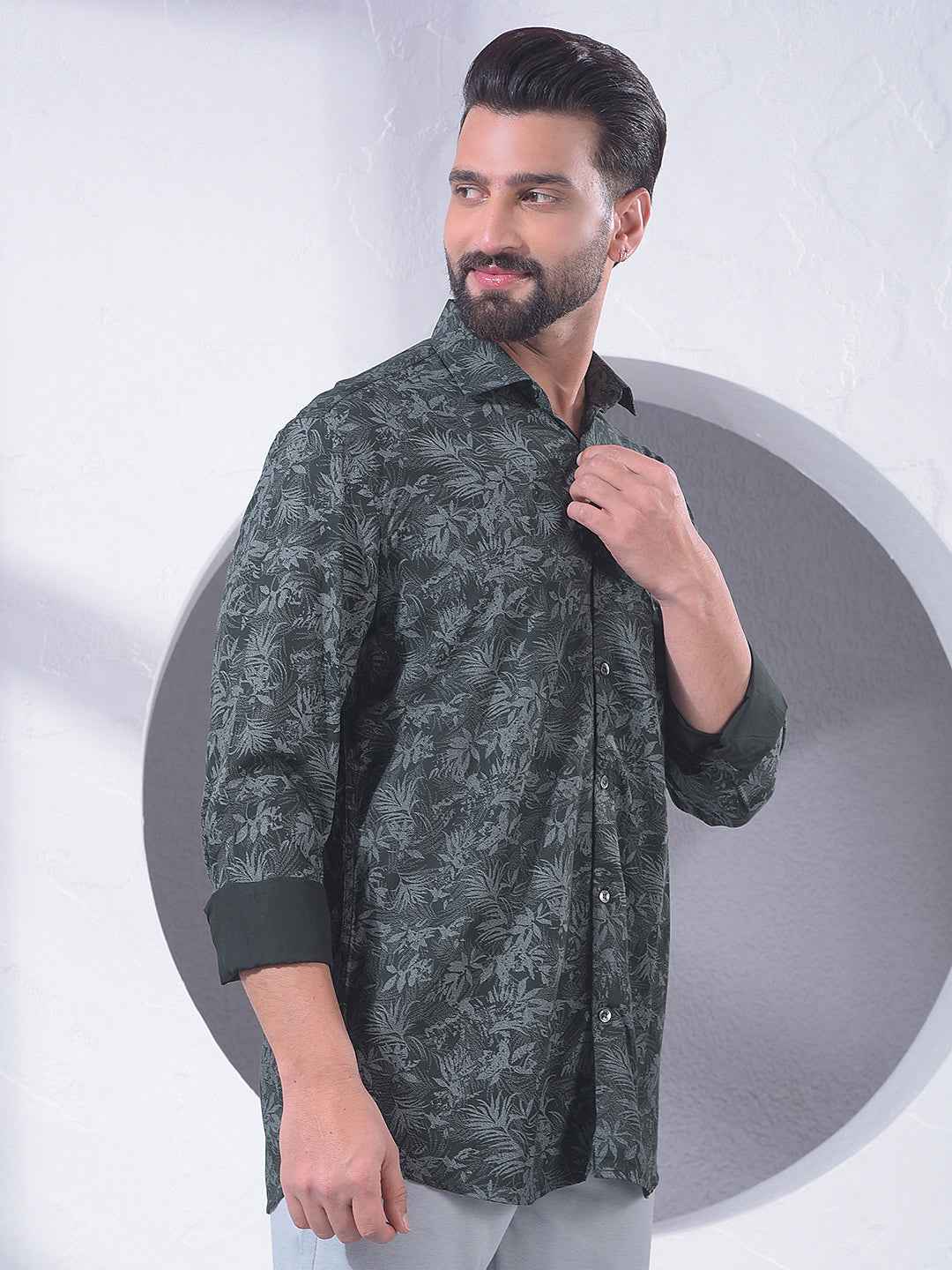 Green Floral Print Shirt