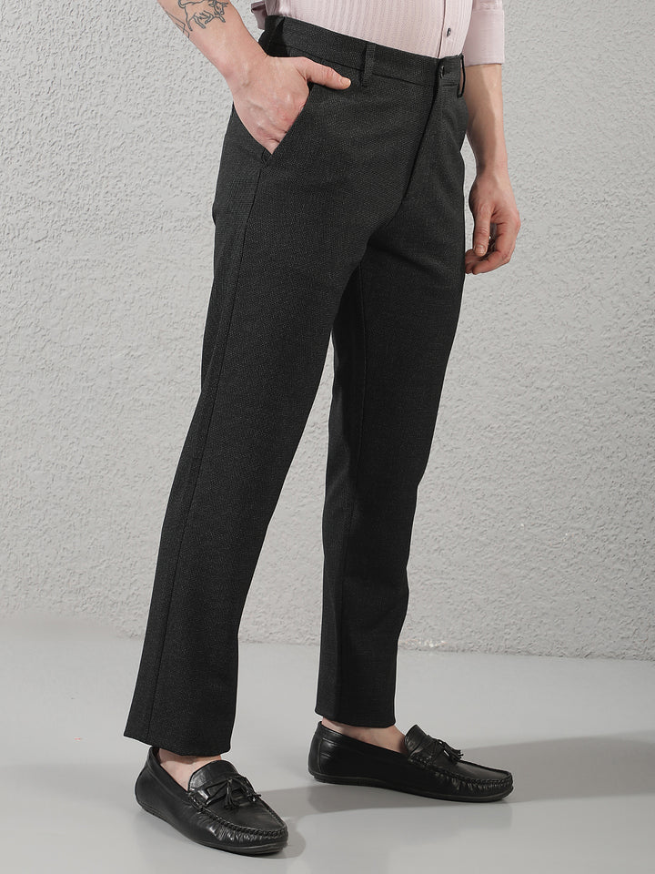 Chic Jet Black Printed Trousers
