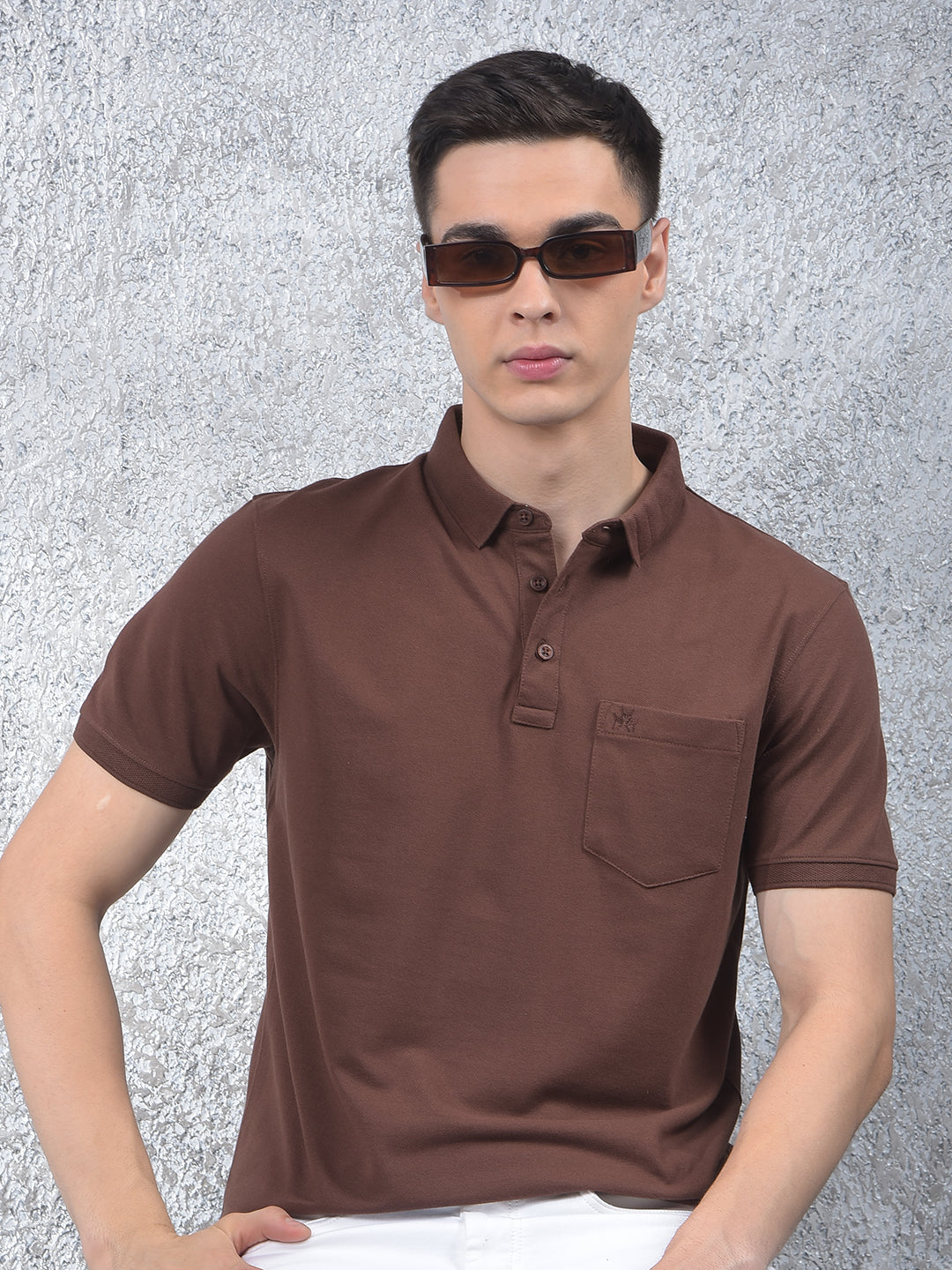 Brown Polo Neck T-Shirt