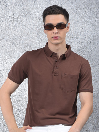Brown Polo Neck T-Shirt