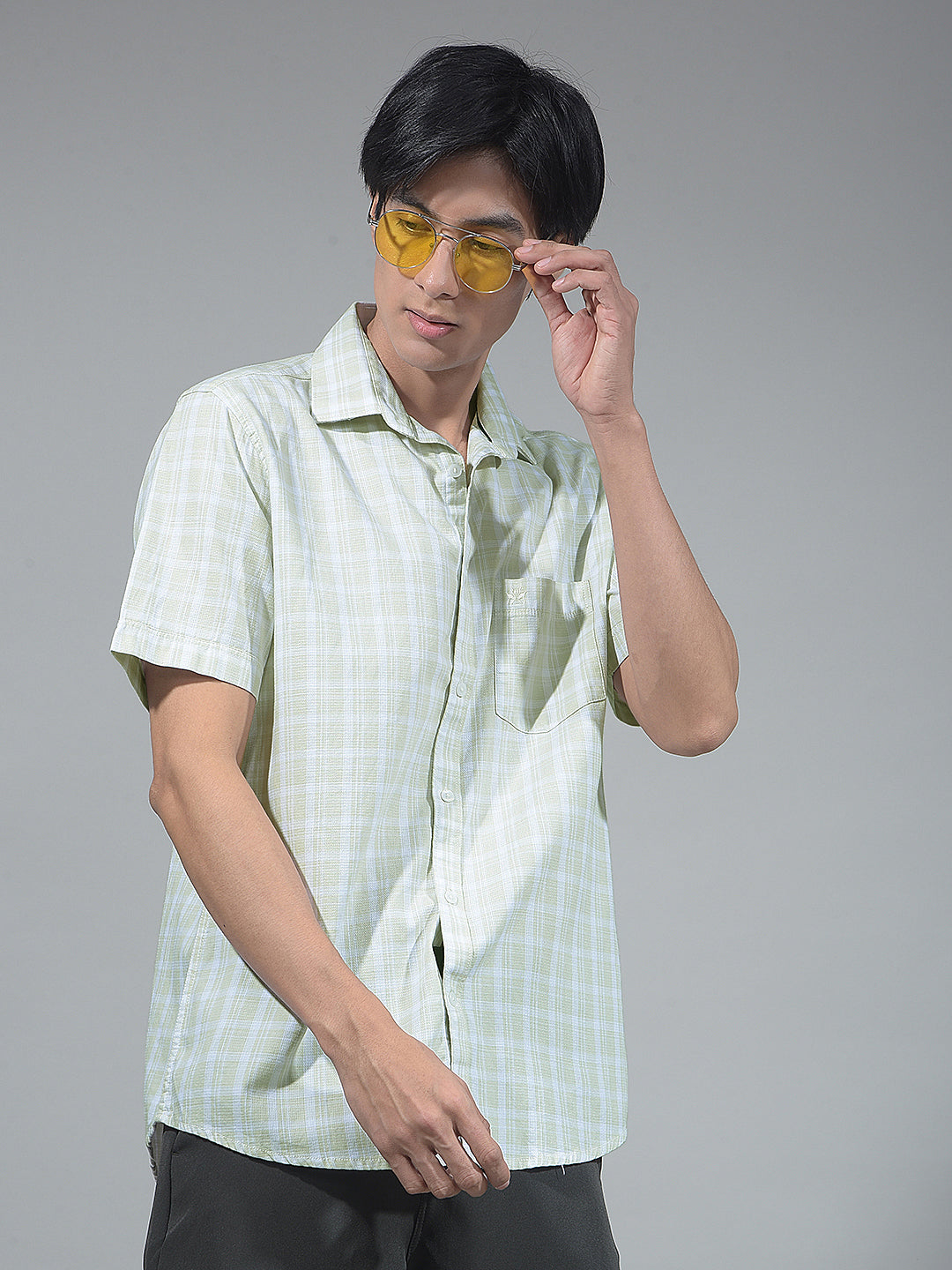 Cream Checked 100% Cotton Shirt