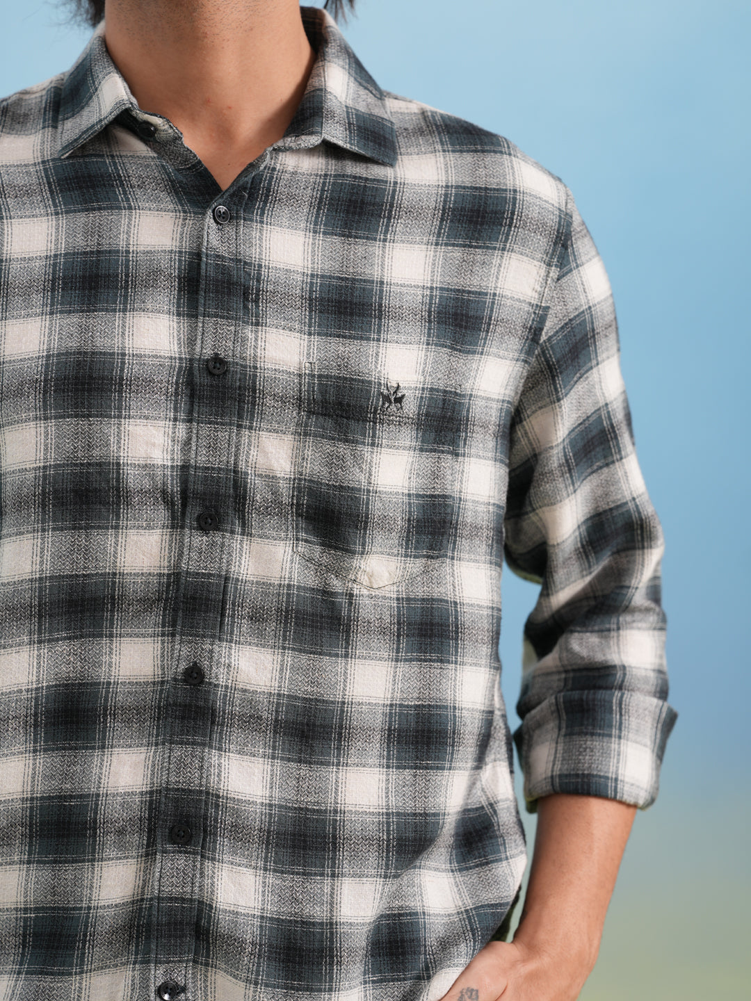 Green Checked Linen Shirt
