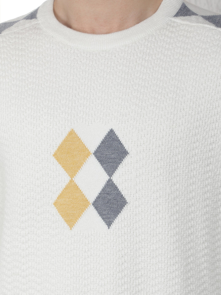 Cream Jacquard Acrylic Sweater