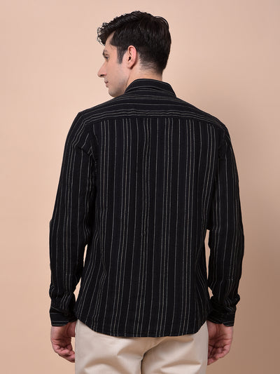 Black Vertical Stripes 100% Cotton Shirt