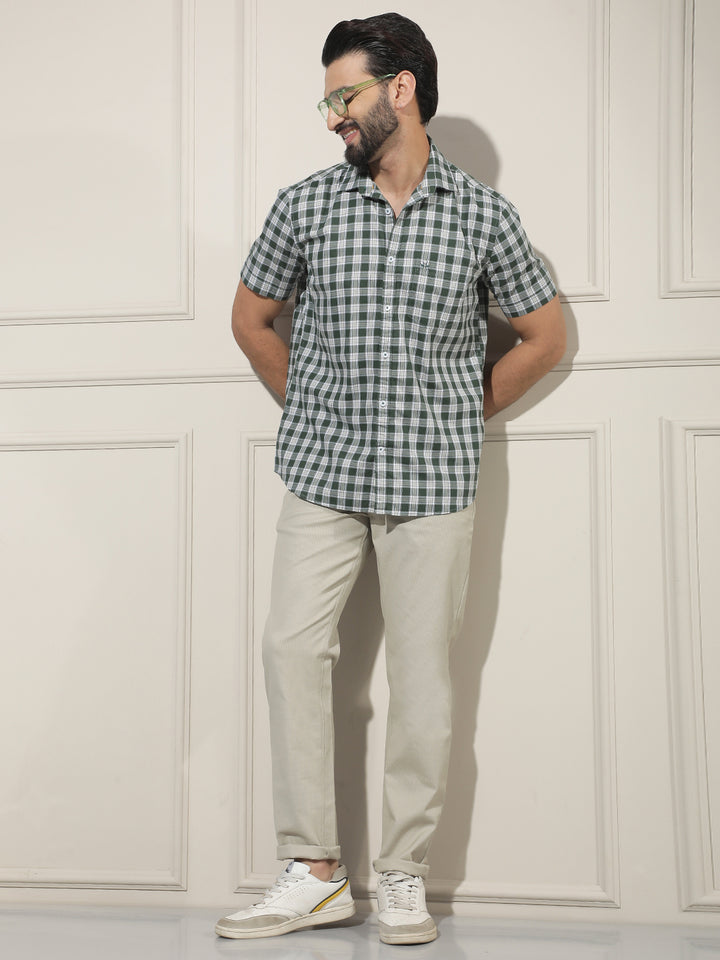 Green Checked 100% Cotton Shirt
