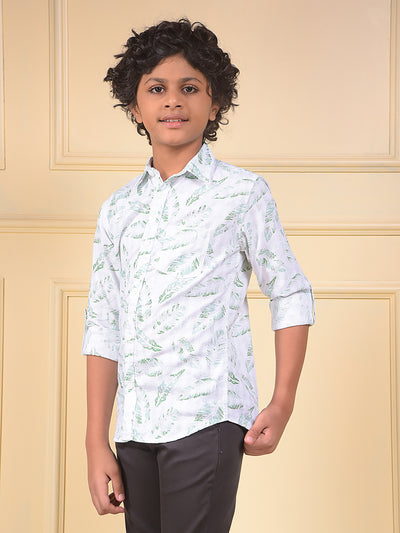 Green Floral Print 100% Cotton Shirt