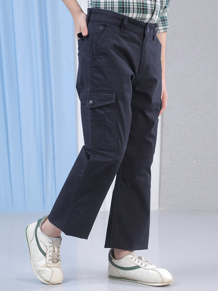 Refined Deep Navy Navy Blue Cargo Trousers