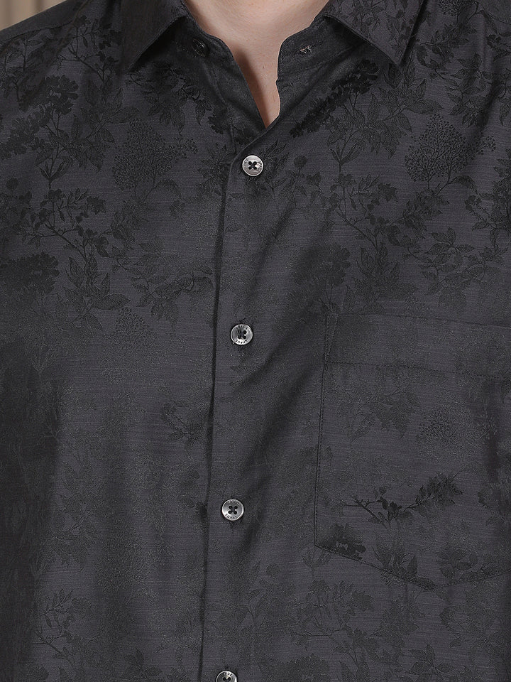 Black Floral Print Shirt