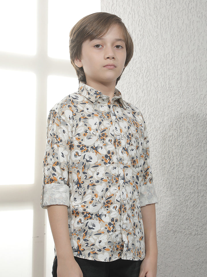 Beige Graphic Print Shirt
