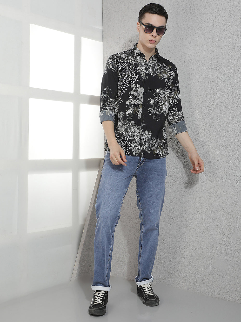 Black Printed Modal Shirt