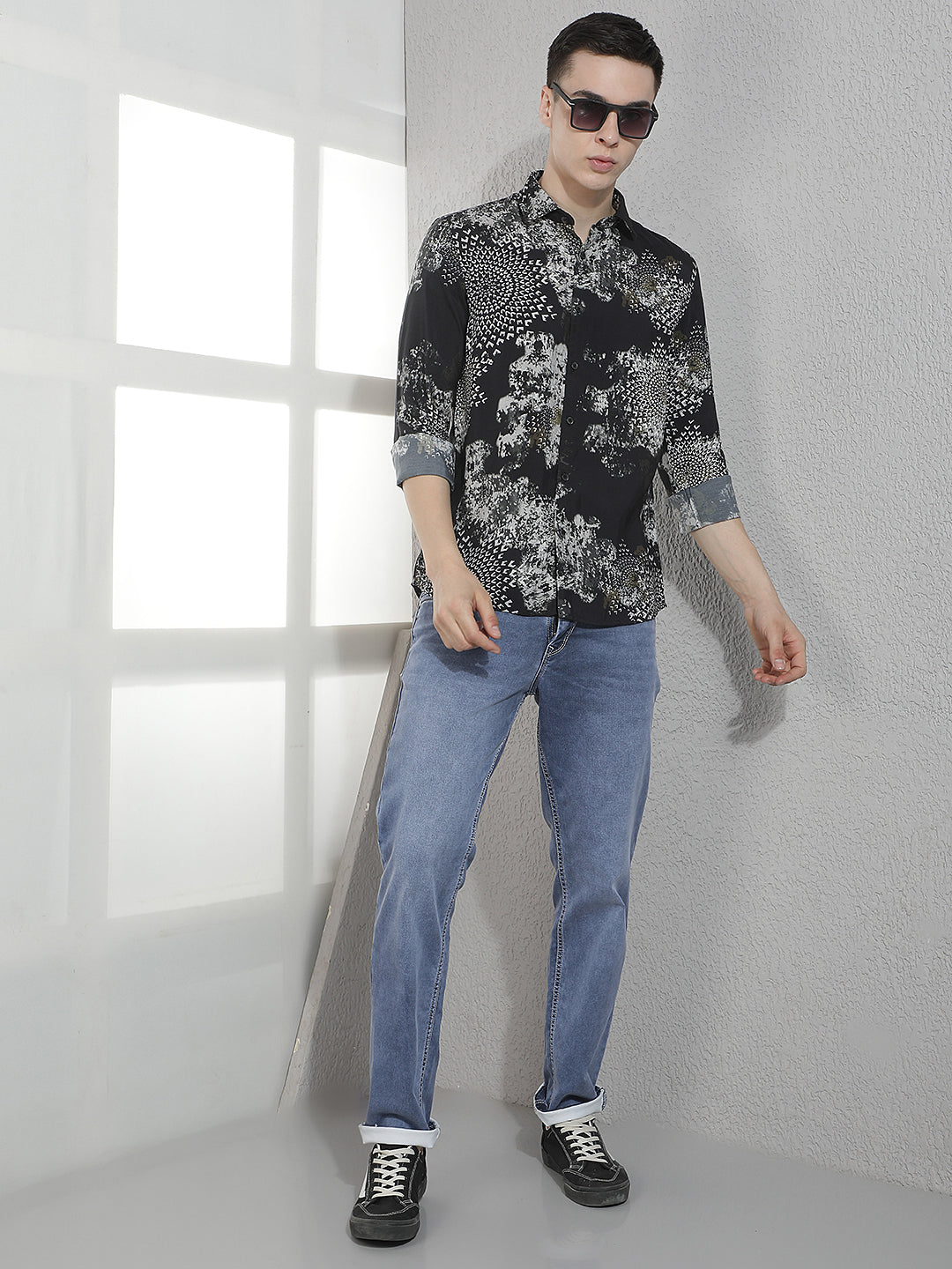 Black Printed Modal Shirt
