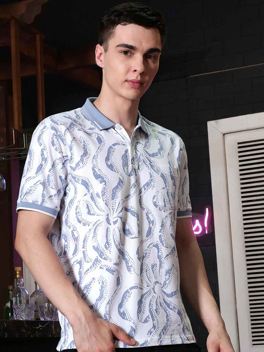 Blue Abstract Print T-Shirt