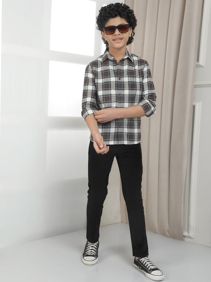 Grey Checked 100% Cotton Shirt