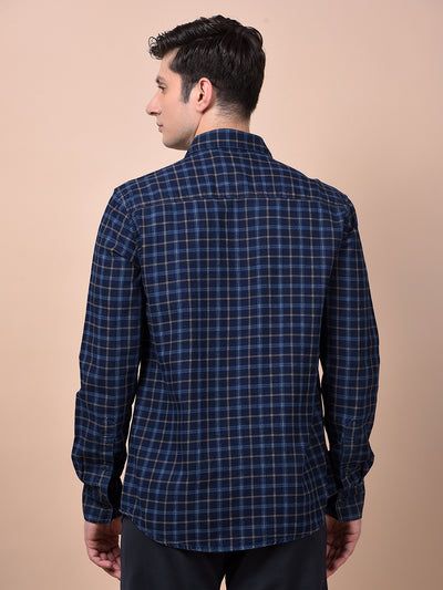 Navy Blue Checked Shirt