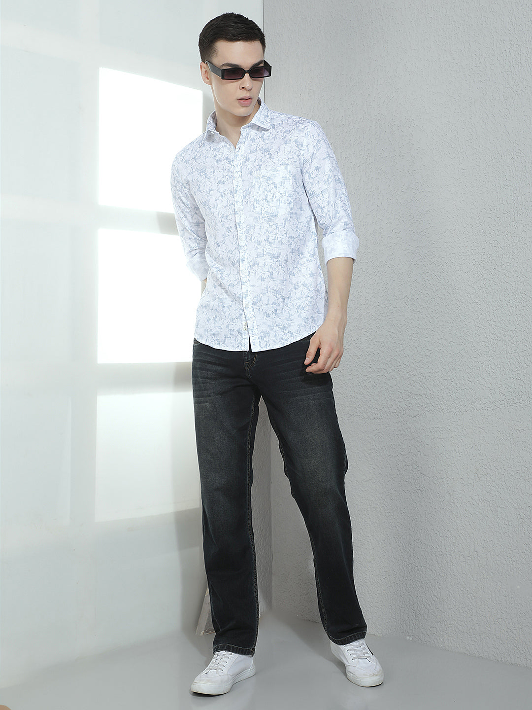 Powder Blue Floral Easy Wear Shirt