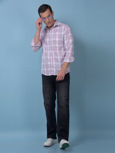 Pink Checked 100% Cotton Shirt