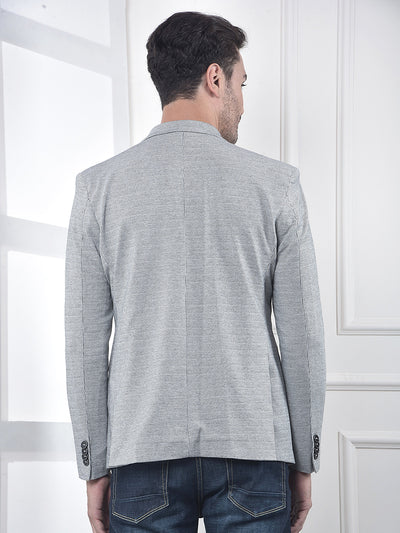 Grey Notched Lapel Modal Single-Breasted Blazer