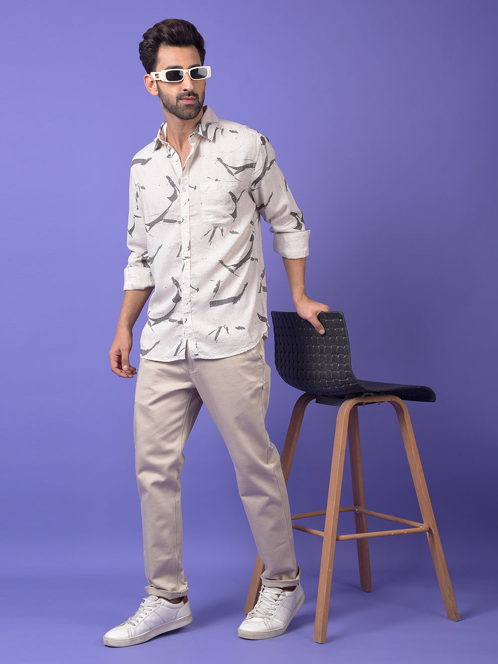 Black Printed Linen Shirt