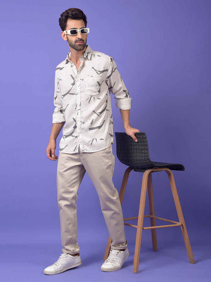 Black Printed Linen Shirt