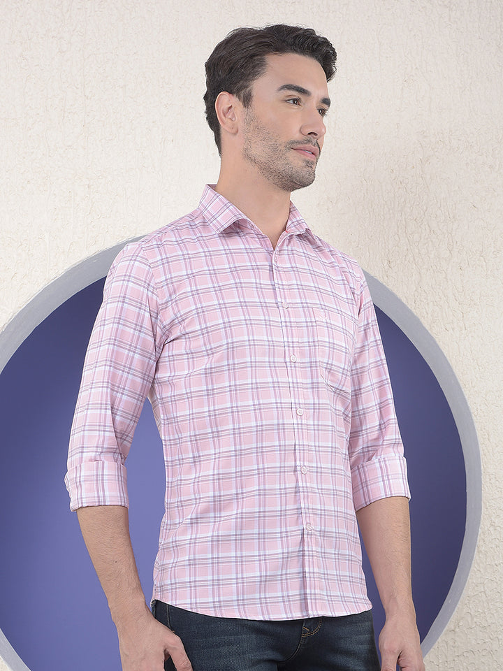 Pink Checked Casual Shirt