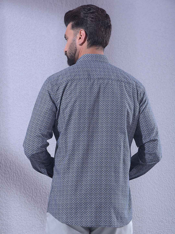 Blue Printed Modal Shirt