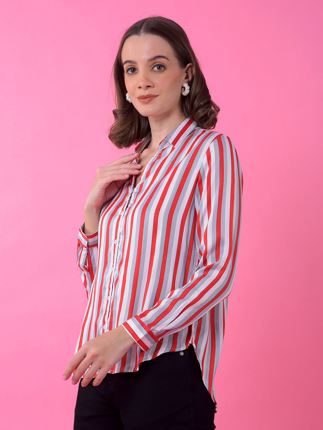 Red Vertical Stripes 100% Modal Shirt