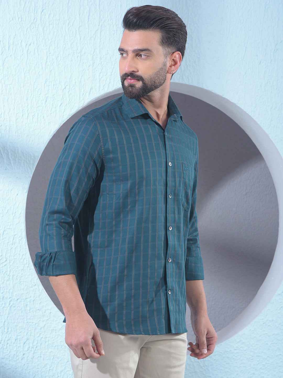 Green Checked 100% Cotton Shirt