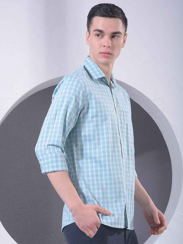 Green Checked 100% Cotton Shirt