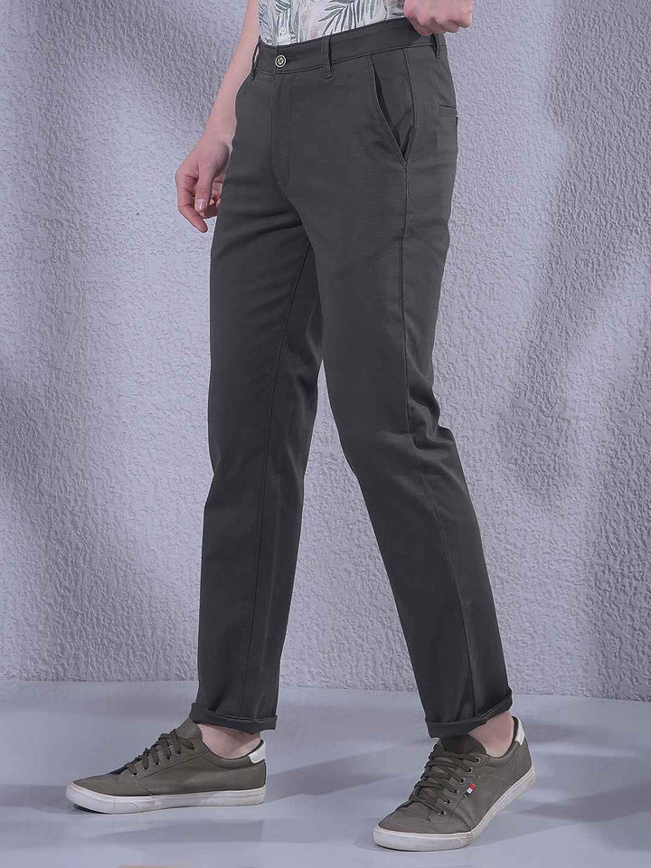 Green Straight Dobby Trousers