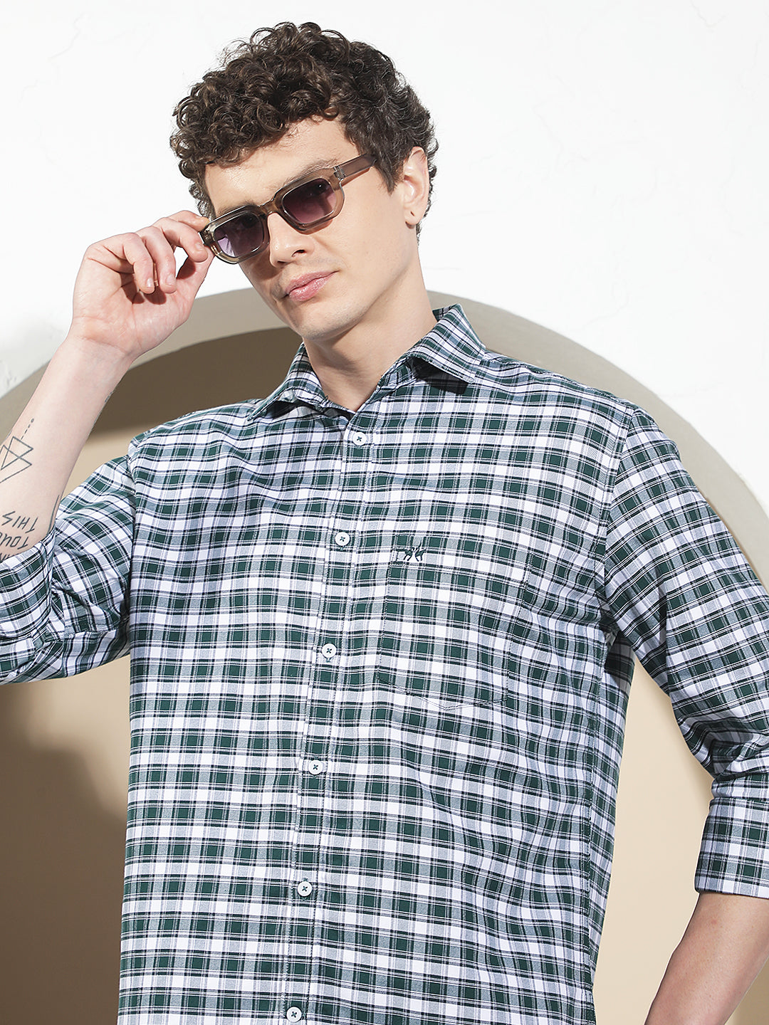 Green Checked 100% Cotton Shirt