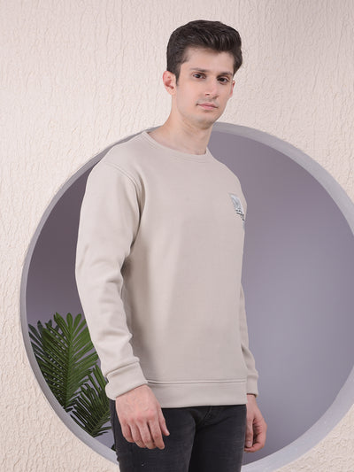 Beige Graphic Print Sweatshirt