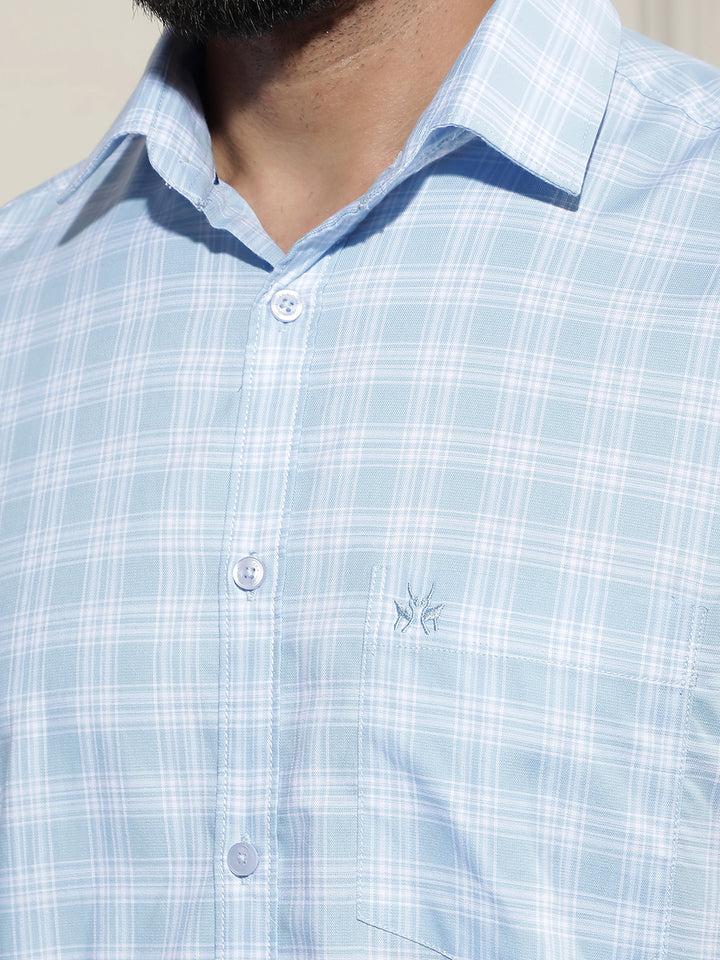 Blue Checked 100% Cotton Shirt