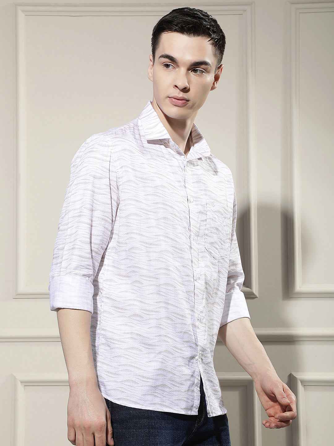 Beige Printed Shirt